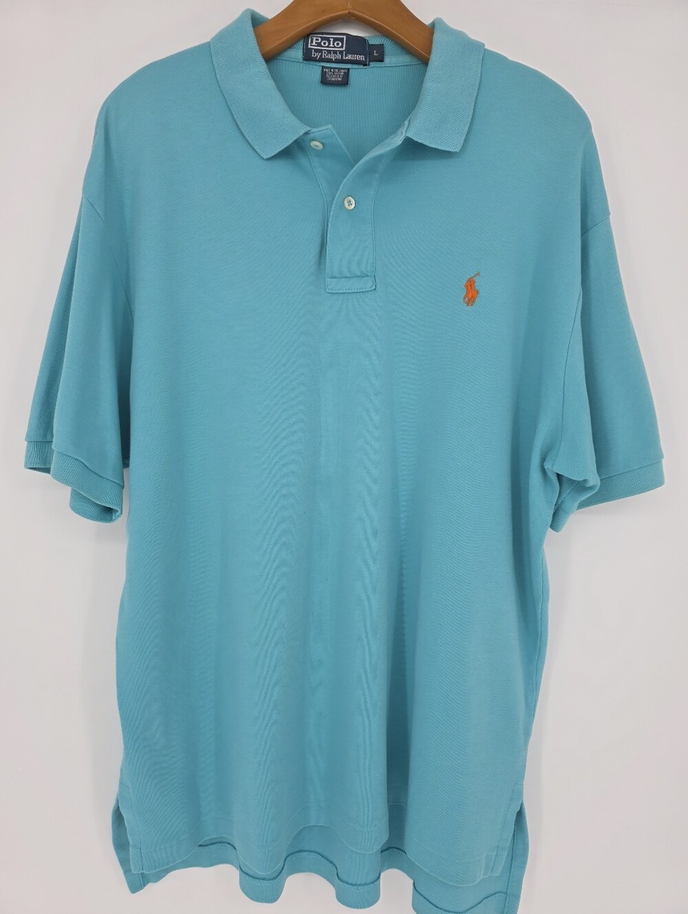 Polo Ralph Lauren Polo Shirt Mens Large Blue Short Sleeve Mesh Pony Logo Cotton